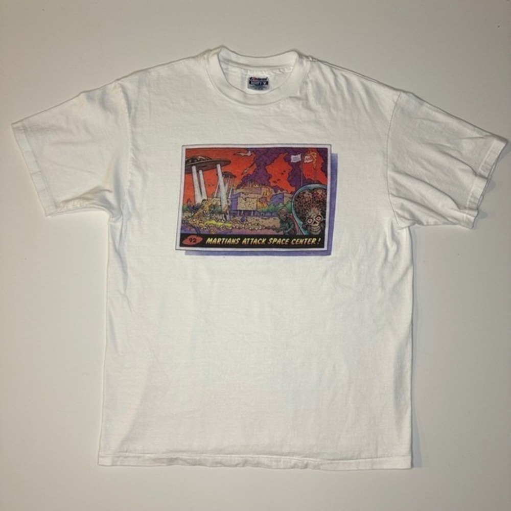 VTG Mars Attack Shirt‎ Mens Large Martians Space Center TCG Aliens Single Stitch